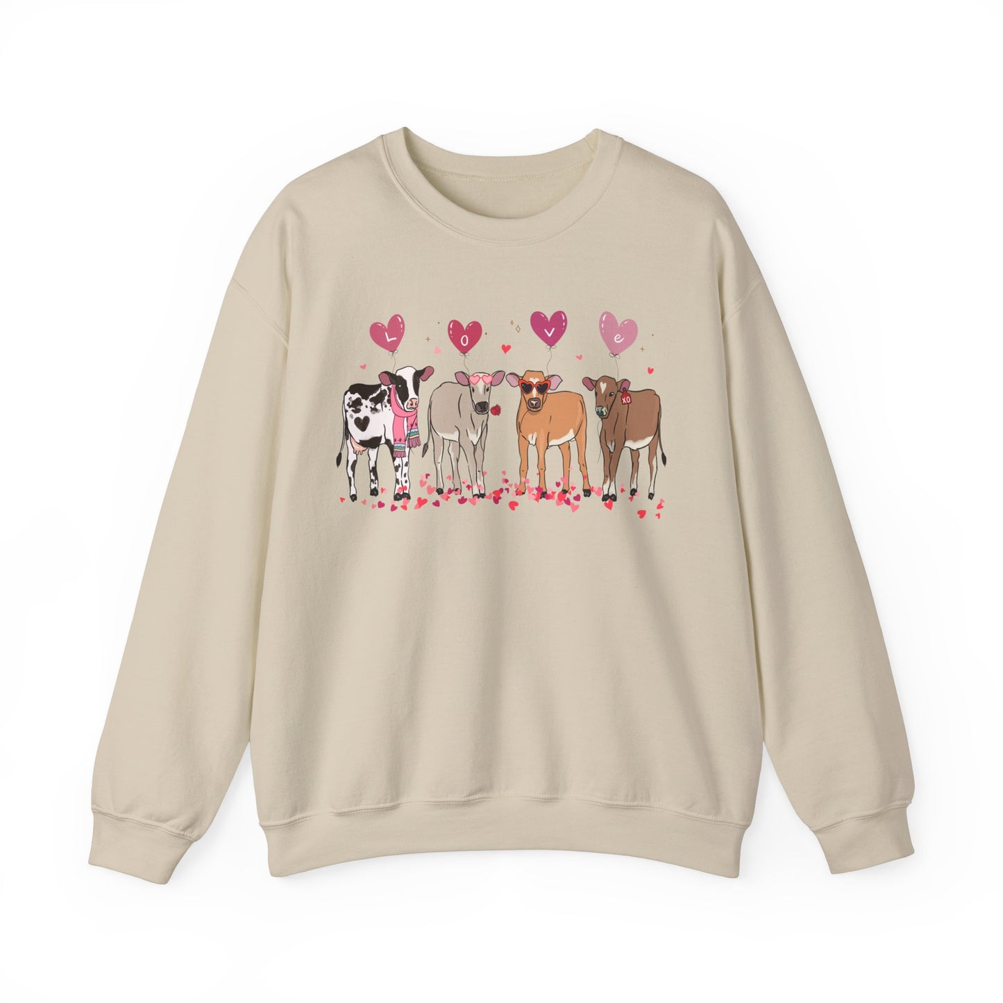 Cow Lover Valentines Unisex Crewneck Sweatshirt