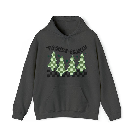 Tis The Season To Be Jolly Checkered Christmas Unisex Hooded Sweatshirt