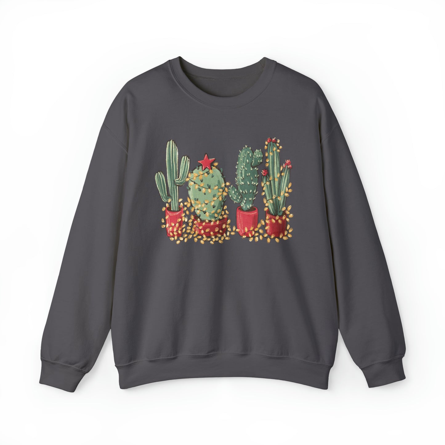 Cactus Christmas Lights Plant Lover Christmas Unisex Sweatshirt