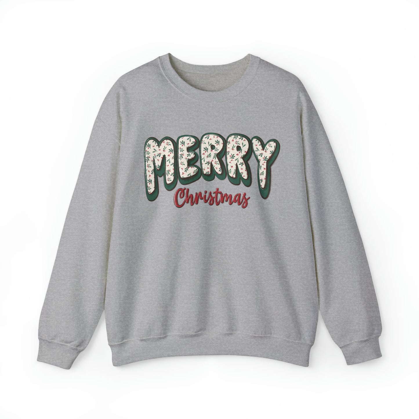 Merry Christmas Winter Floral Pattern Unisex Sweatshirt