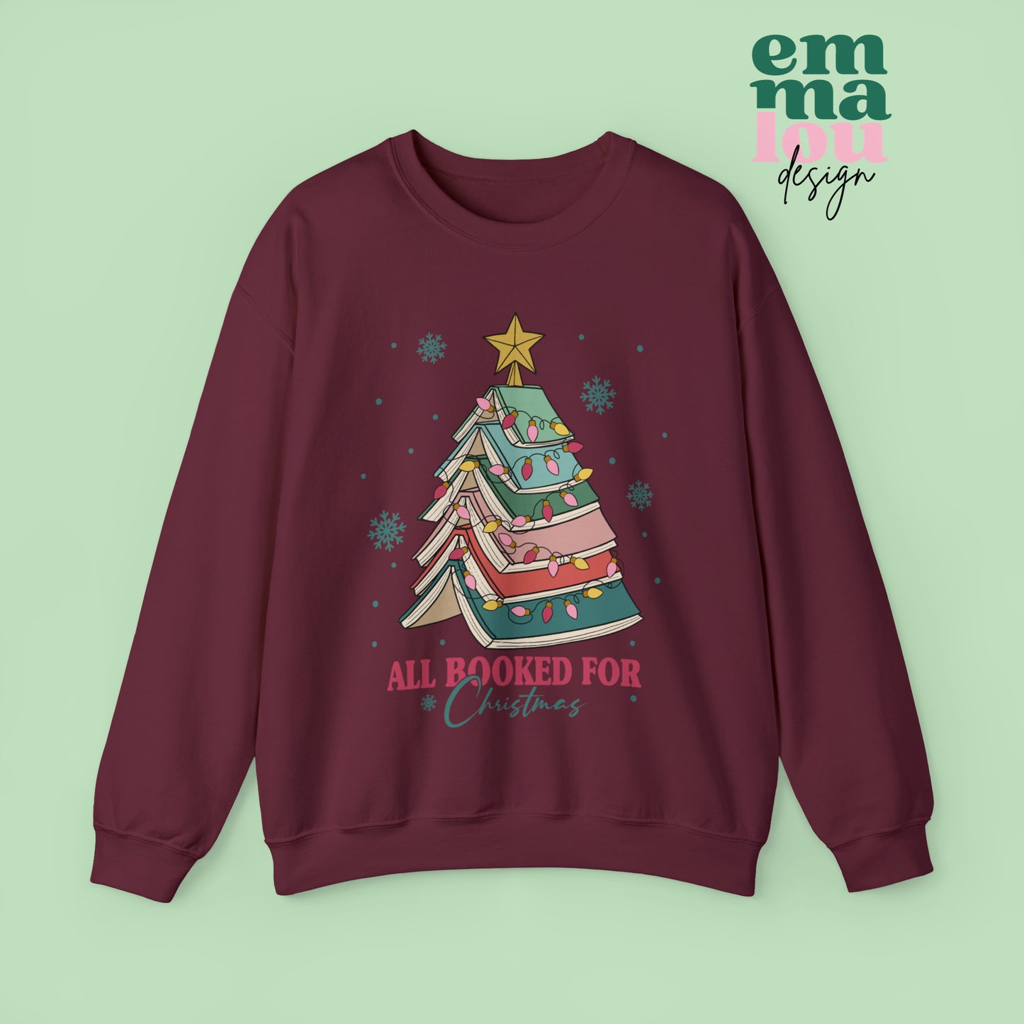 All Booked for Christmas Book Lover Christmas Tree Unisex Sweatshirt