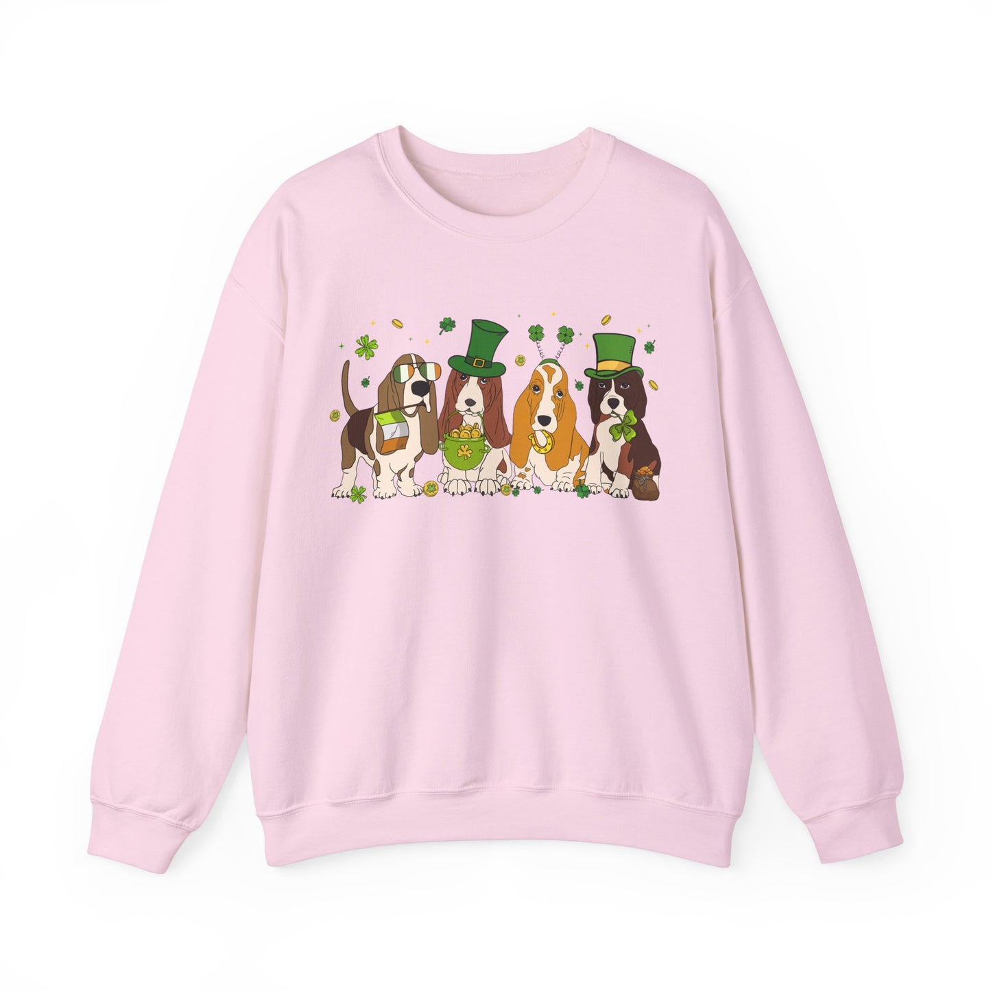 Basset Hound Lover St. Patrick's Day Unisex Crewneck Sweatshirt