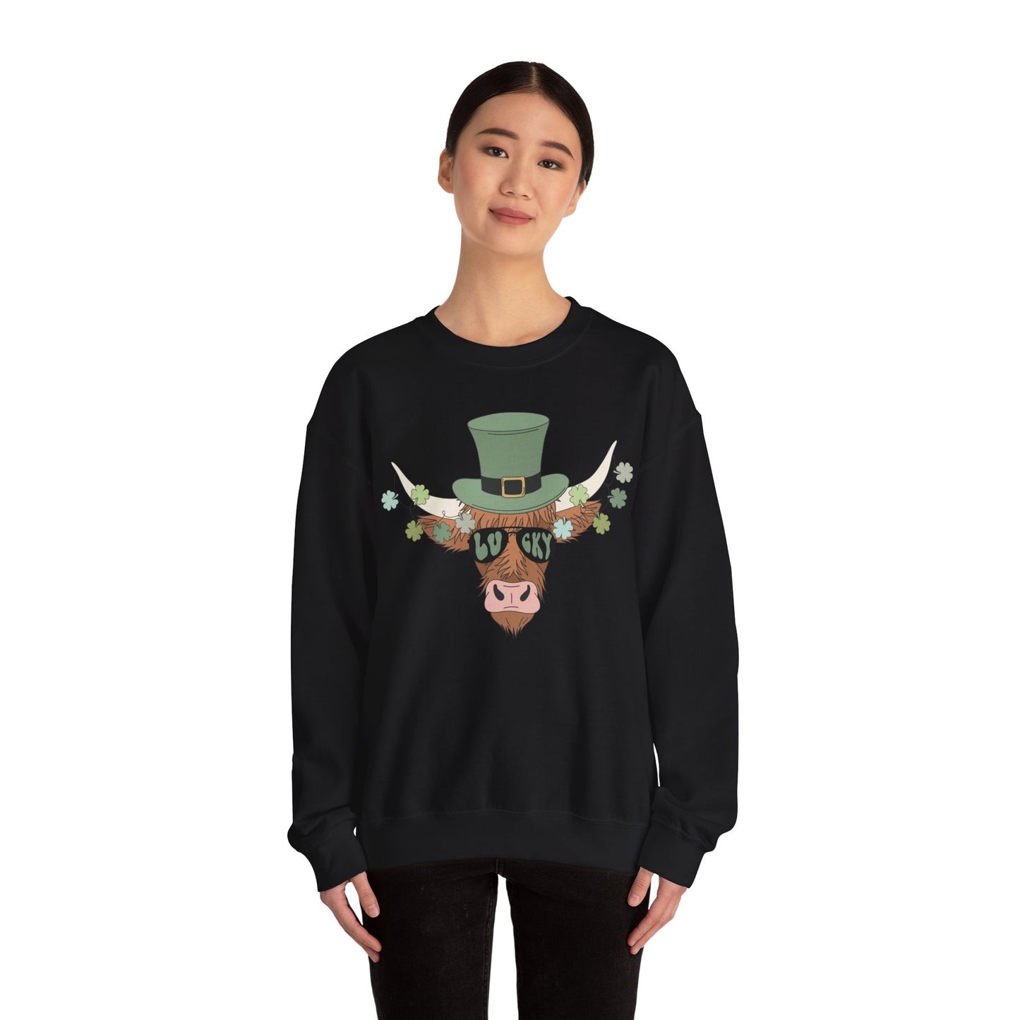 Highland Cow  Lover St. Patricks  Unisex Crewneck Sweatshirt