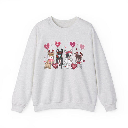 French Bull Dog Dog Lover Love Balloon Valentines Unisex Crewneck Sweatshirt