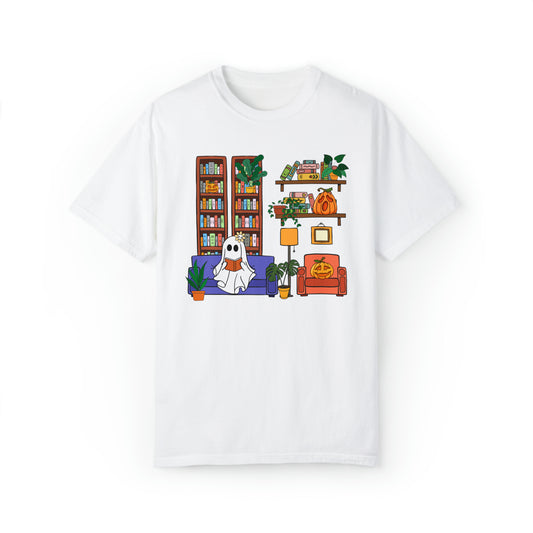 Vibrant Ghost Book Lover Reading Halloween Comfort Colors Unisex Garment-Dyed T-shirt