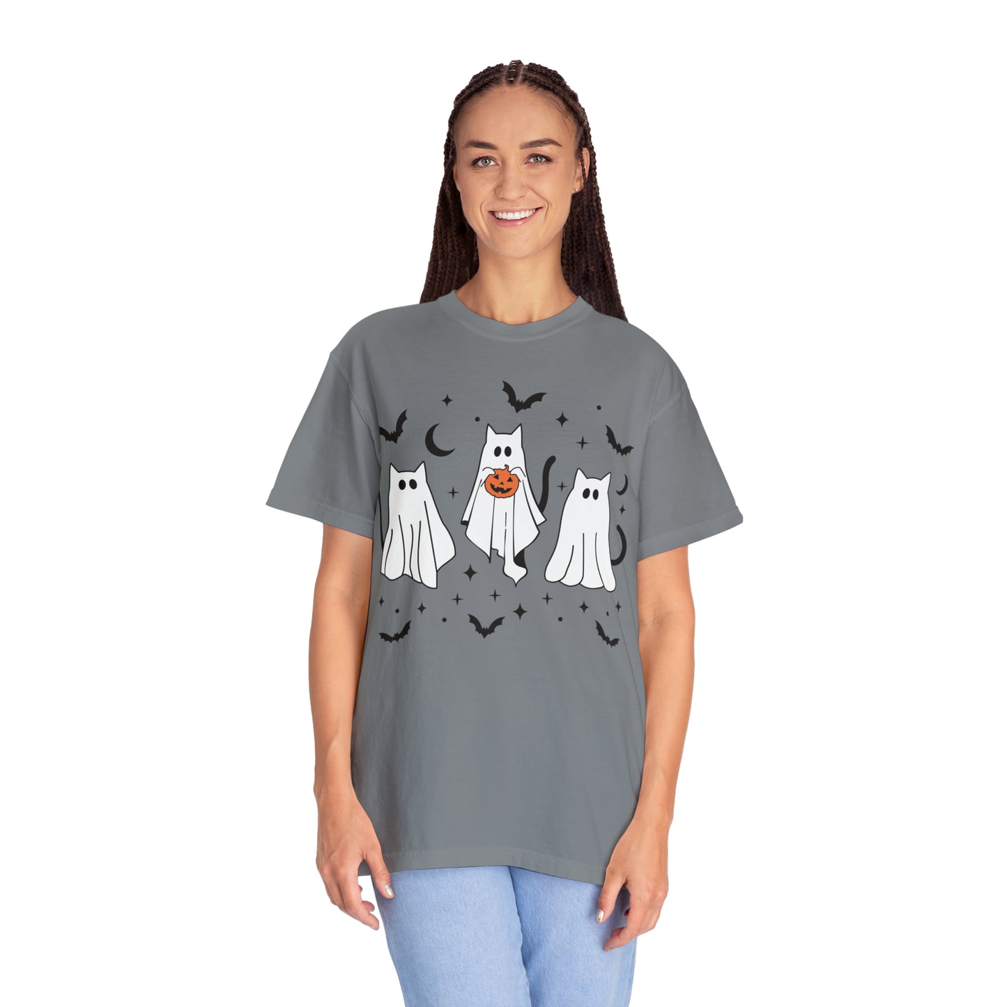 The Cats Dressed Up as Ghosts for Halloween to Trick or Treat  Comfort Colors Unisex Garment-Dyed T-shirt