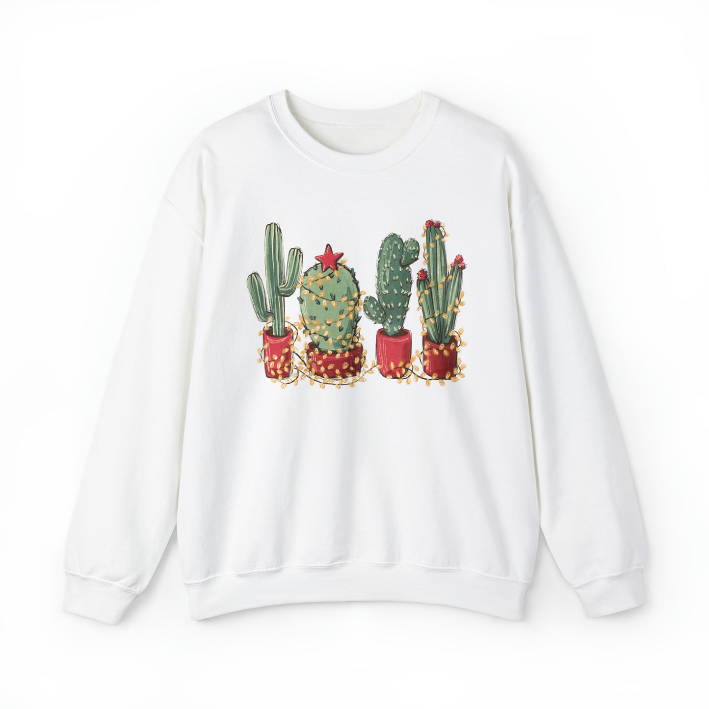 Cactus Christmas Lights Plant Lover Christmas Unisex Sweatshirt