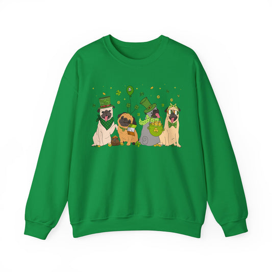 Pug Dog Lover St. Patrick's Day Unisex Crewneck Sweatshirt