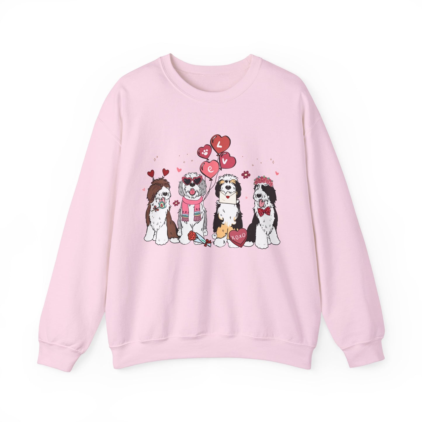 Sheepadoodle Dog Lover Love Balloon Valentines Unisex Crewneck Sweatshirt