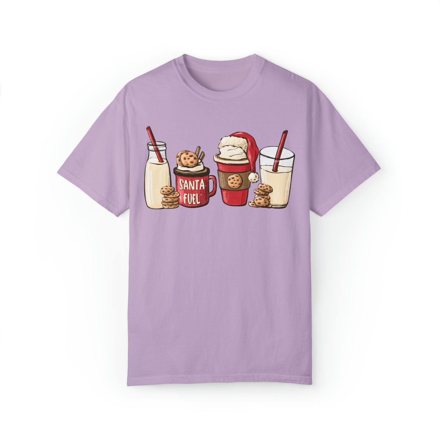 Santa's Fuel Milk and Cookies Christmas Unisex Garment-Dyed T-shirt