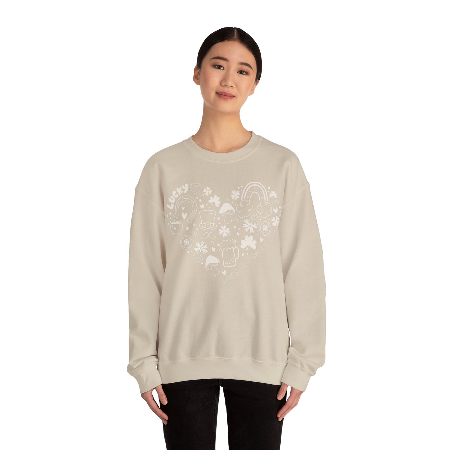 St. Patrick's Day Doodle Heart Unisex Crewneck Sweatshirt