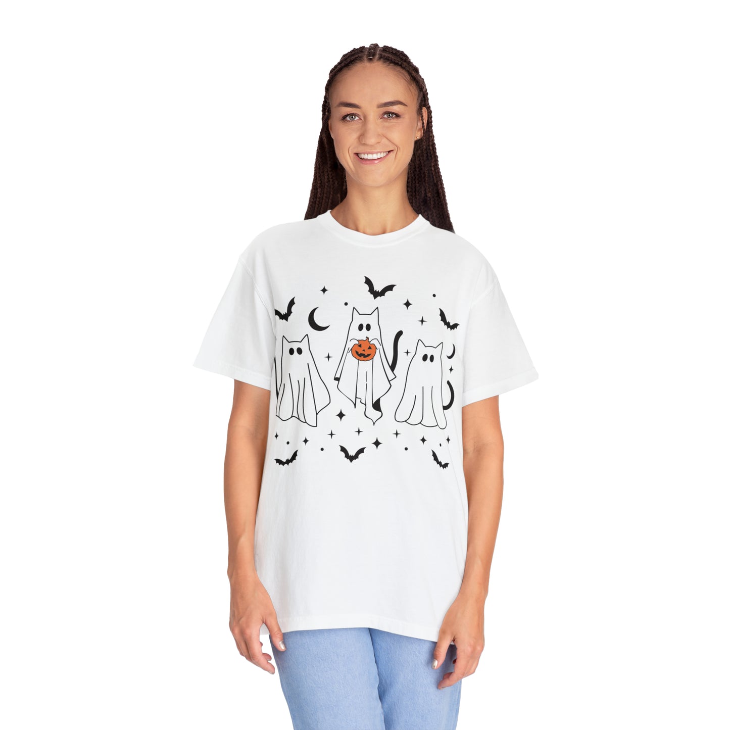 The Cats Dressed Up as Ghosts for Halloween to Trick or Treat  Comfort Colors Unisex Garment-Dyed T-shirt