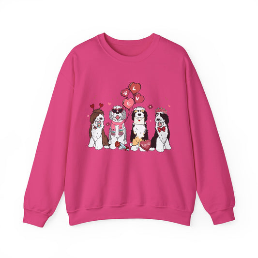 Sheepadoodle Dog Lover Love Balloon Valentines Unisex Crewneck Sweatshirt