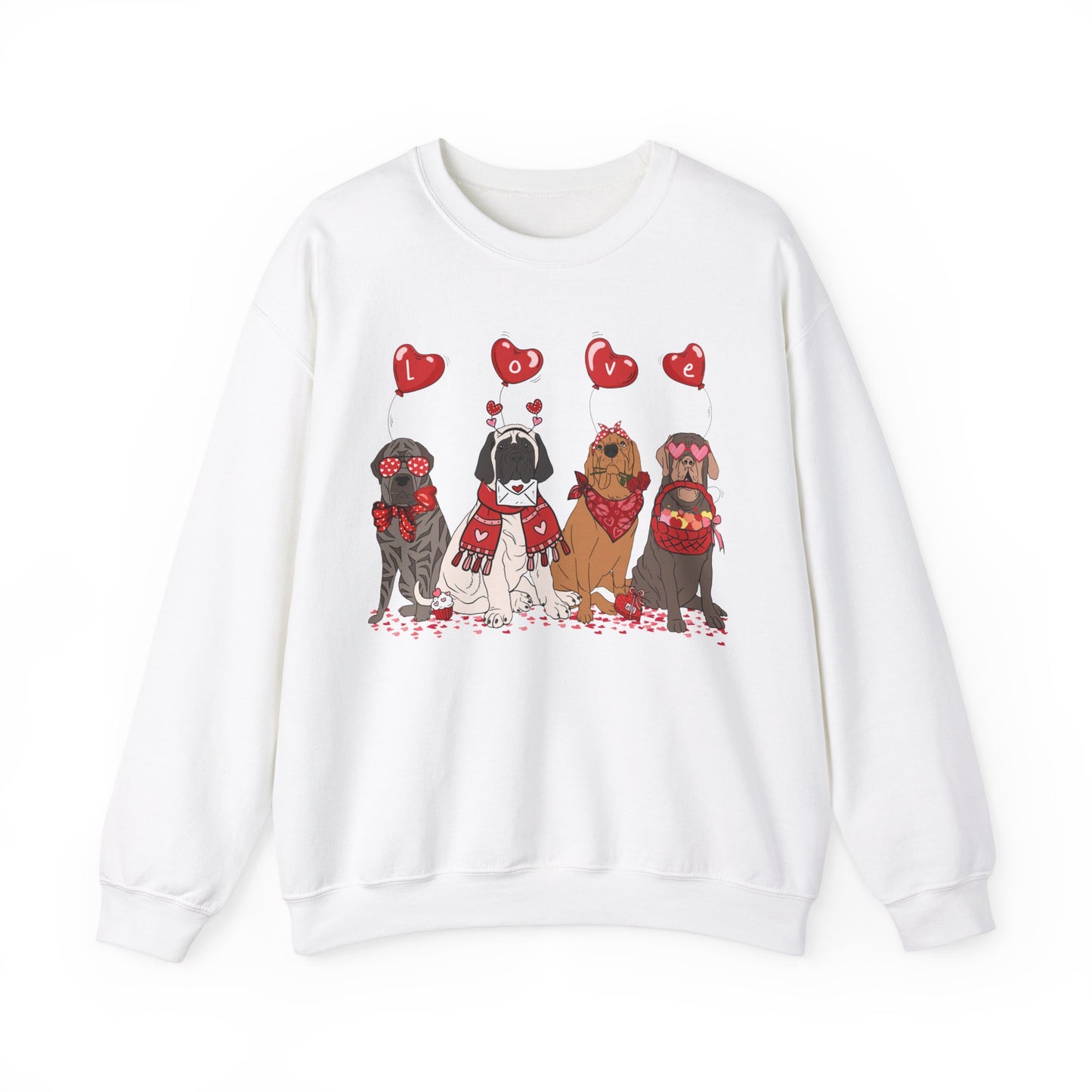 English Mastiff  Dog Lover Love Balloon Valentines Unisex Crewneck Sweatshirt