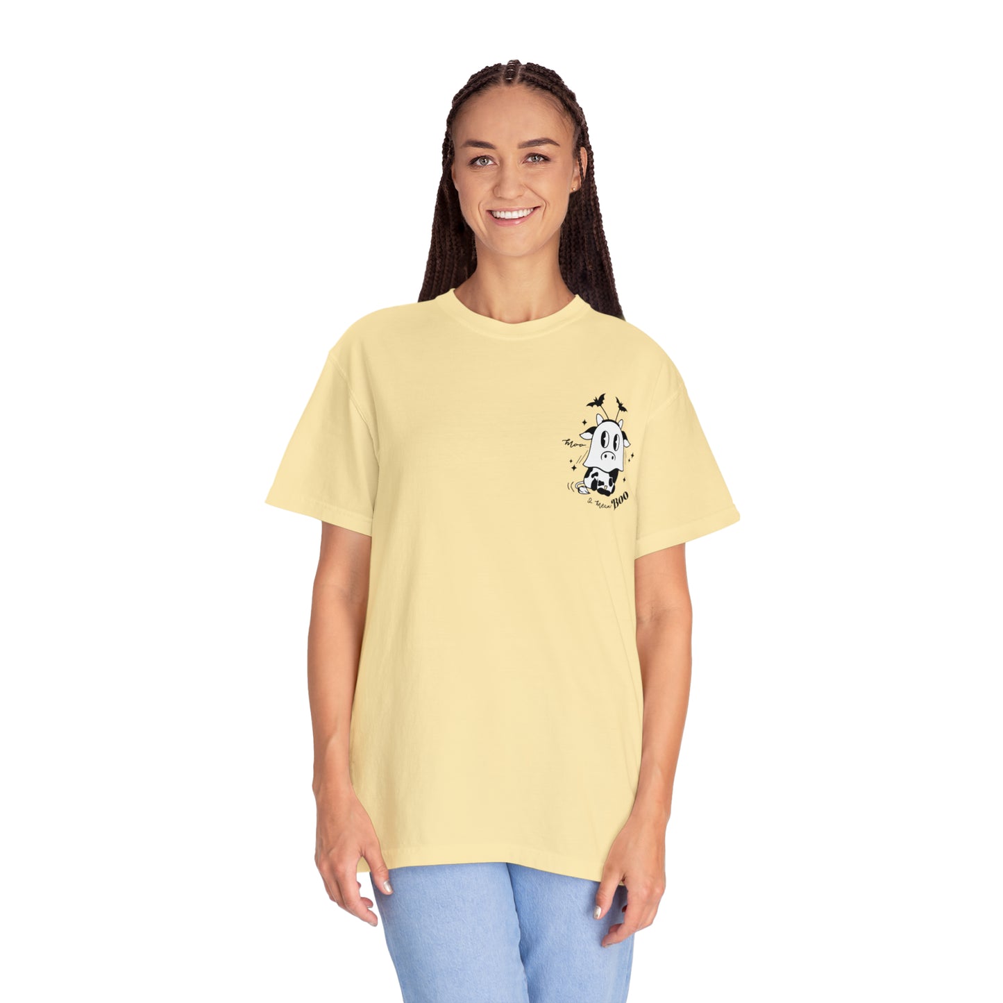 Cow Moo.. I Mean Boo Halloween Pocket Design Comfort Colors Unisex Garment-Dyed T-shirt