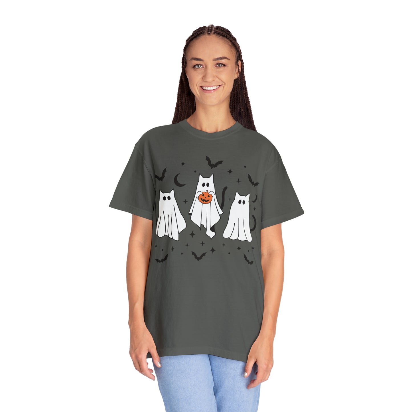 The Cats Dressed Up as Ghosts for Halloween to Trick or Treat  Comfort Colors Unisex Garment-Dyed T-shirt