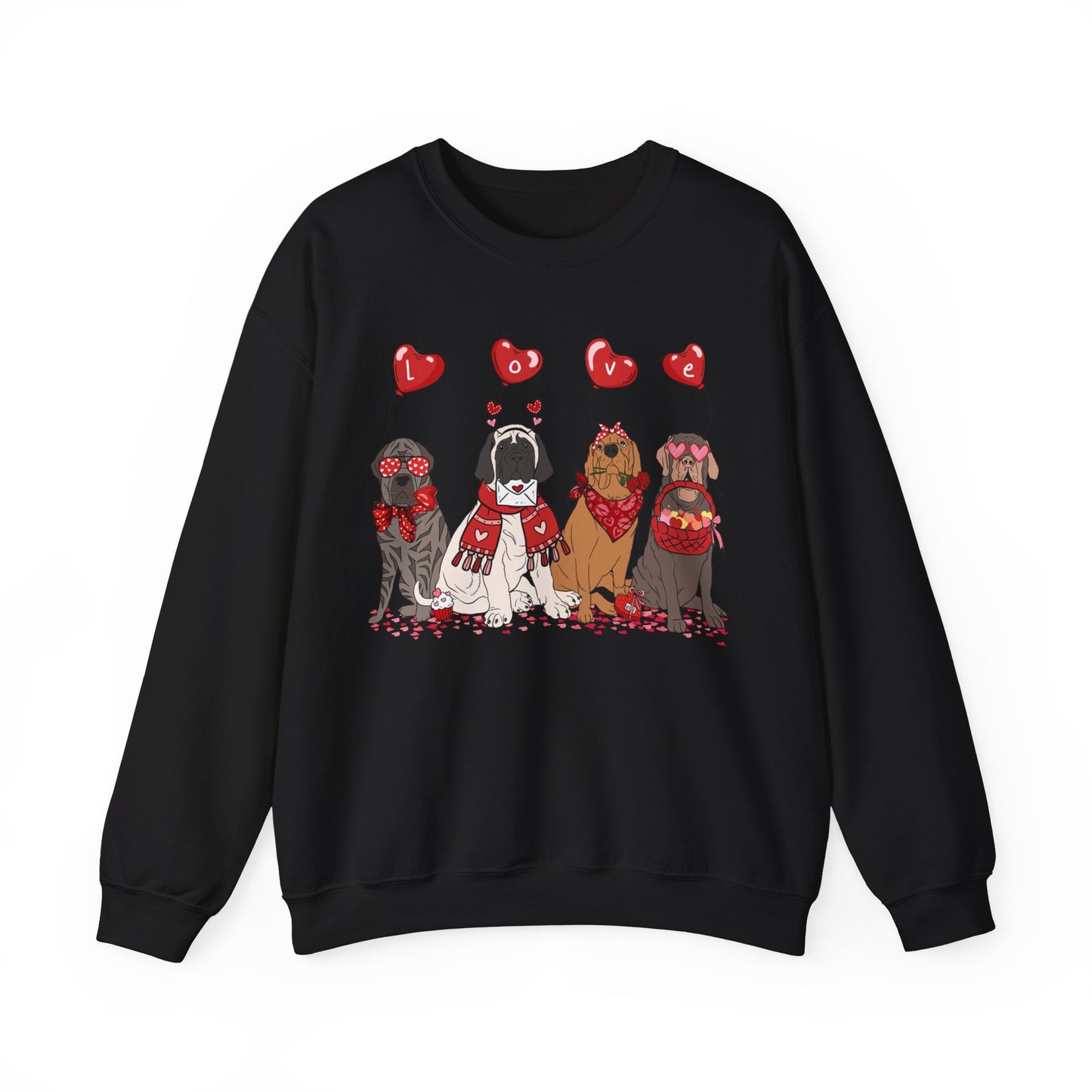 English Mastiff  Dog Lover Love Balloon Valentines Unisex Crewneck Sweatshirt