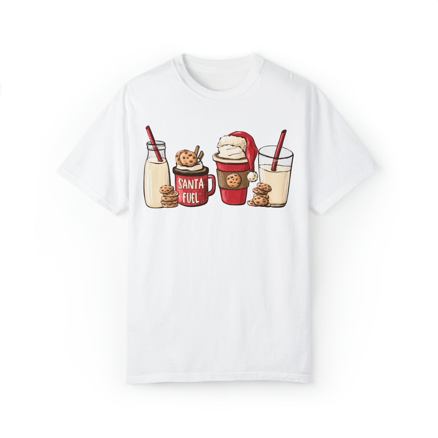 Santa's Fuel Milk and Cookies Christmas Unisex Garment-Dyed T-shirt