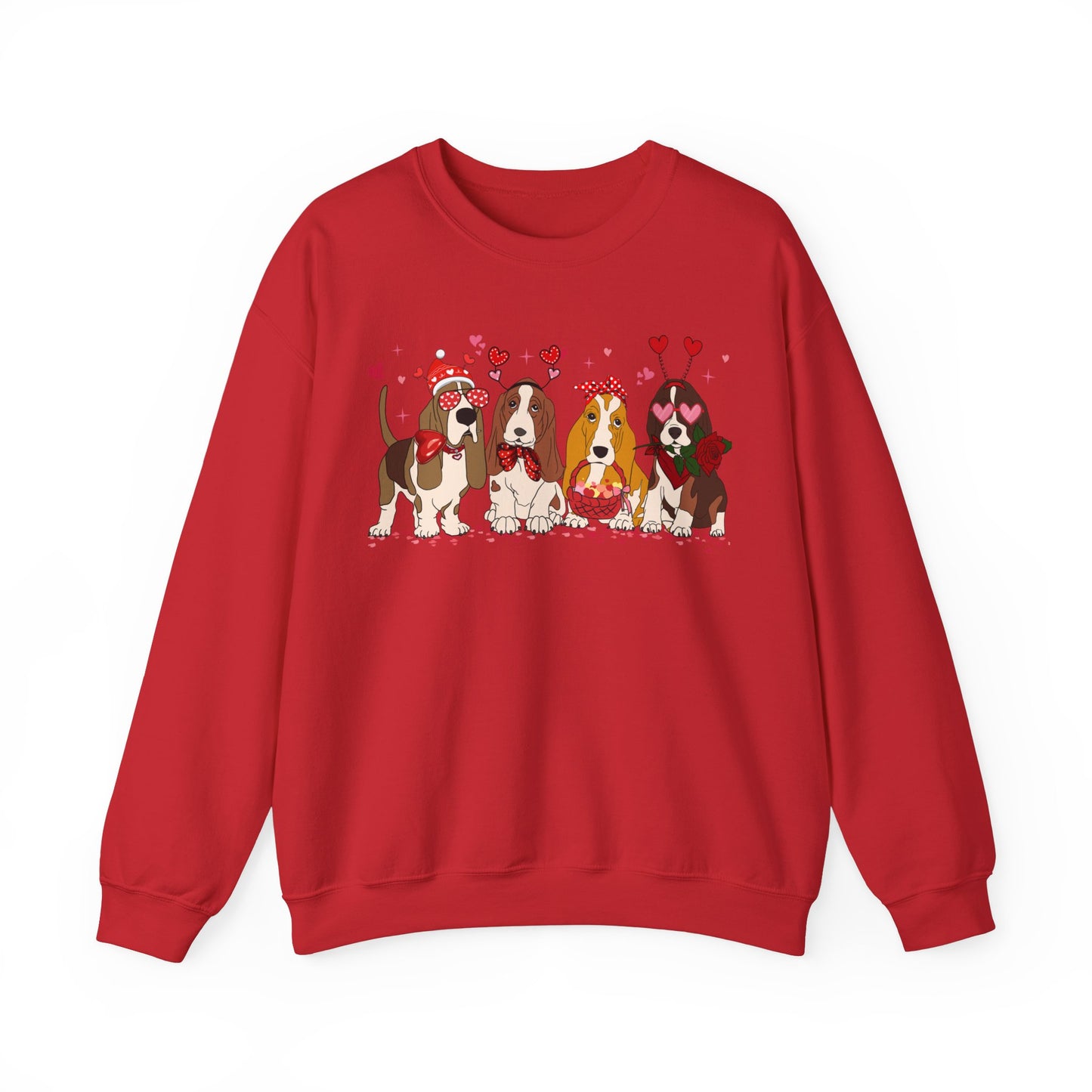 Basset Hound Dog Lover Valentines Unisex Crewneck Sweatshirt