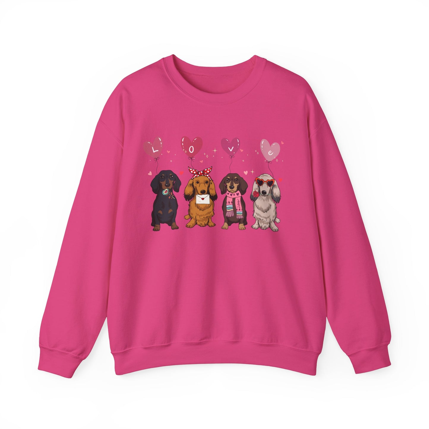 Dachshund Dog Lover Love Balloon Valentines Unisex Crewneck Sweatshirt