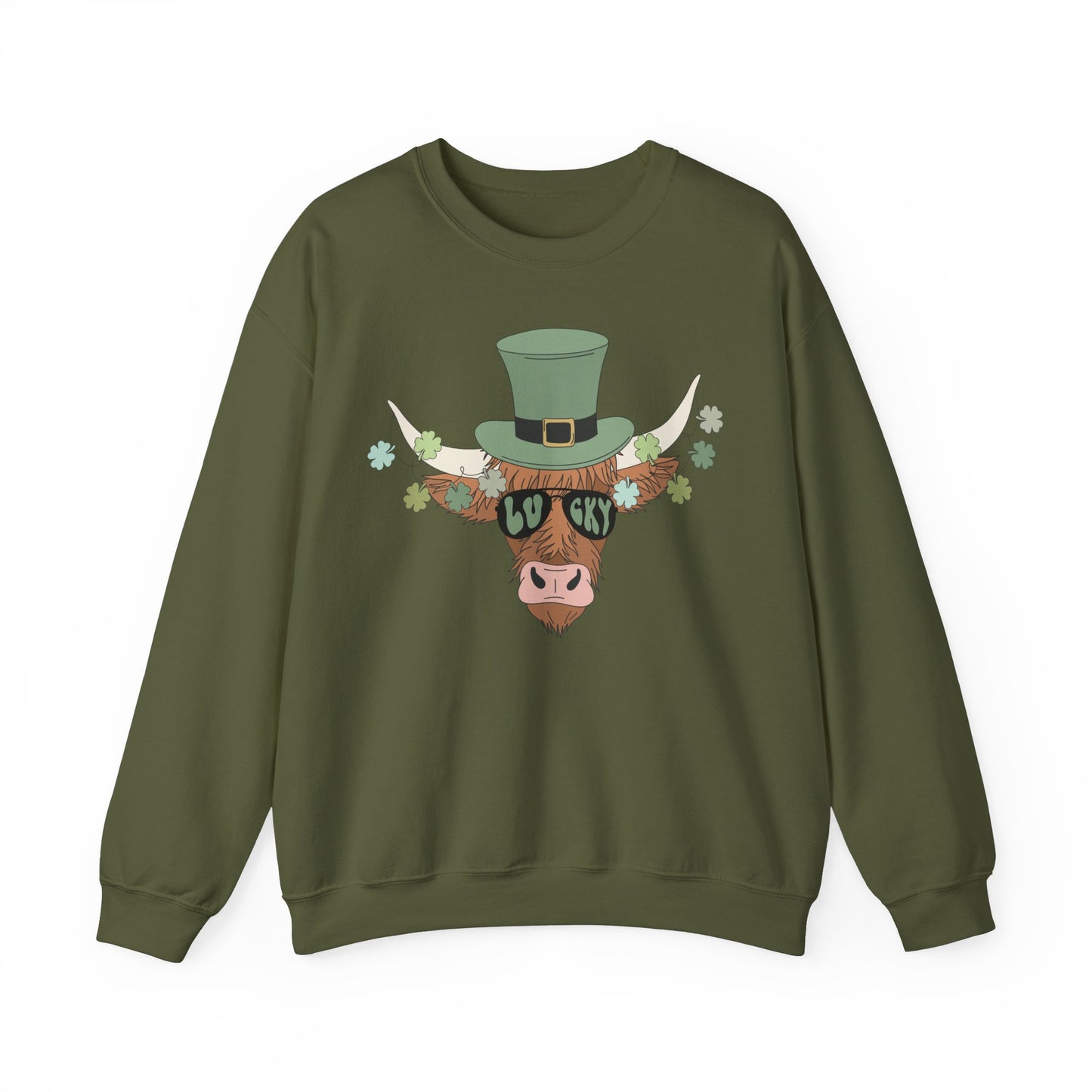 Highland Cow  Lover St. Patricks  Unisex Crewneck Sweatshirt