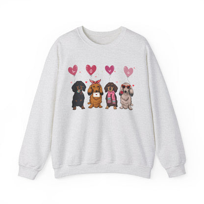 Dachshund Dog Lover Love Balloon Valentines Unisex Crewneck Sweatshirt