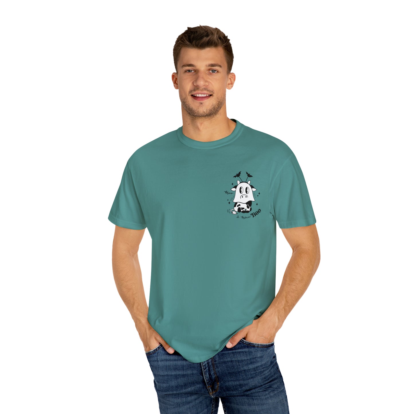 Cow Moo.. I Mean Boo Halloween Pocket Design Comfort Colors Unisex Garment-Dyed T-shirt