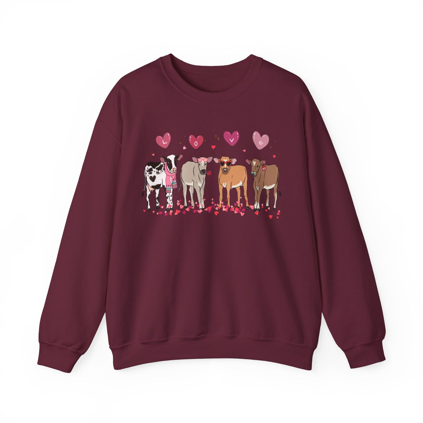 Cow Lover Valentines Unisex Crewneck Sweatshirt