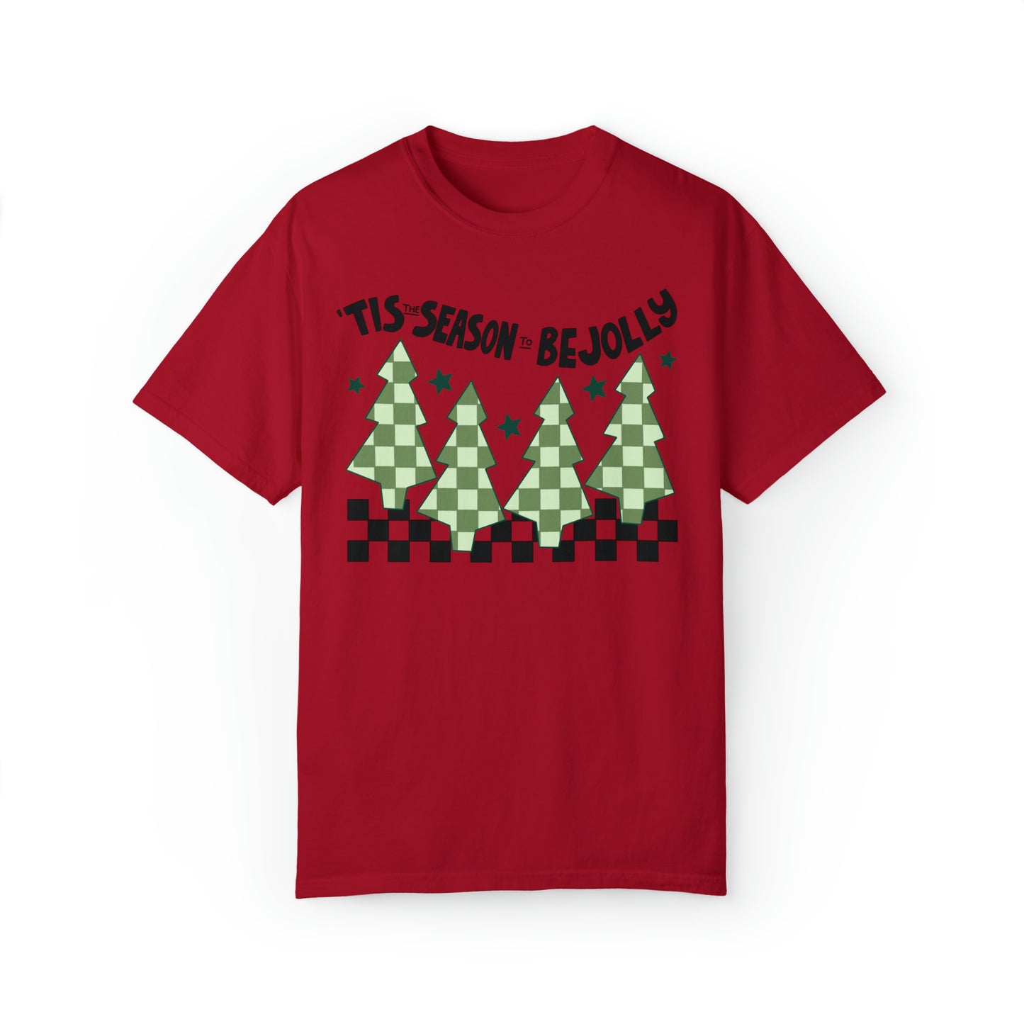 Tis The Season To Be Jolly Checkered Christmas Comfort Colors Unisex Garment-Dyed T-shirt