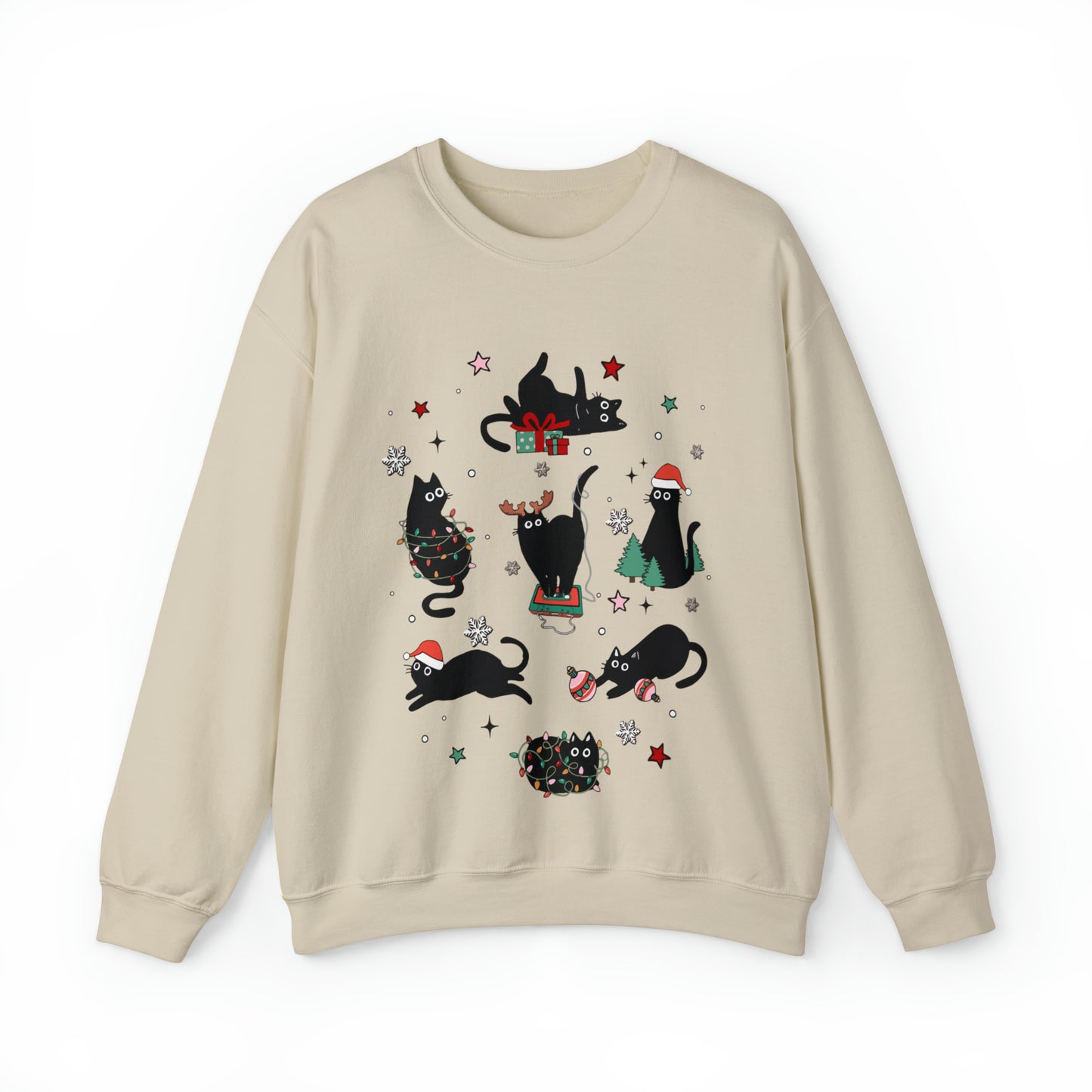 Purr-fectly Festive Black Cat Christmas Unisex Sweatshirt