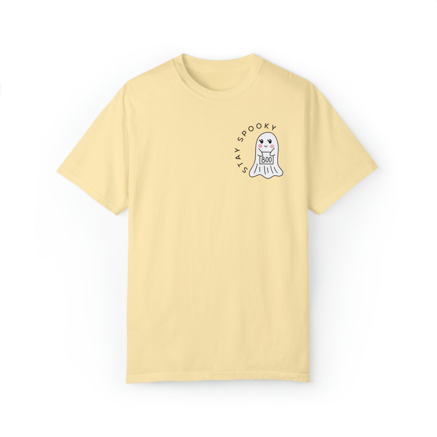 Stay Spooky Cute Ghost Pocket Design Halloween Comfort Colors Unisex Garment-Dyed T-shirt