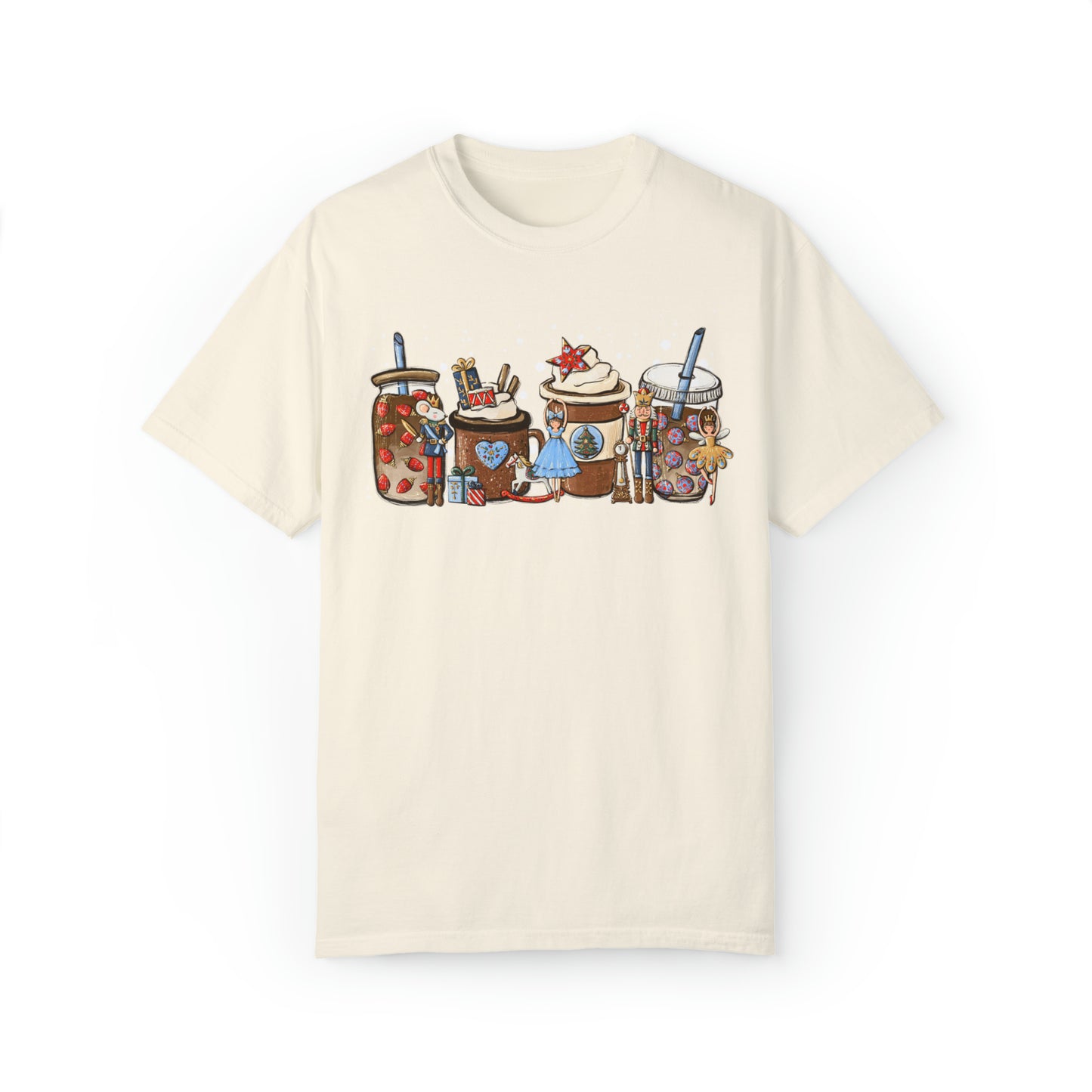 Nutcracker Coffee Latte Christmas Unisex Garment-Dyed T-shirt