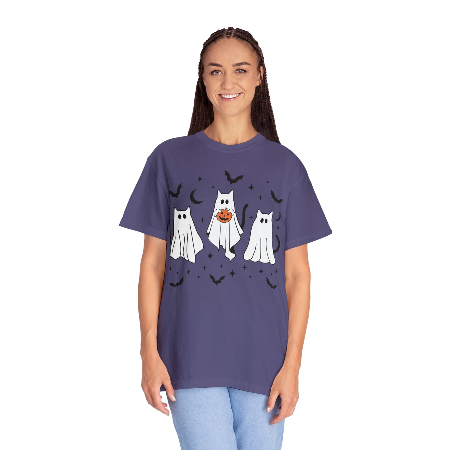 The Cats Dressed Up as Ghosts for Halloween to Trick or Treat  Comfort Colors Unisex Garment-Dyed T-shirt