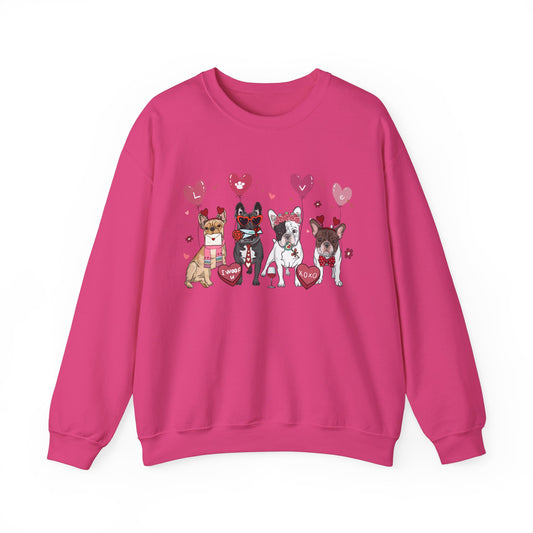 French Bull Dog Dog Lover Love Balloon Valentines Unisex Crewneck Sweatshirt