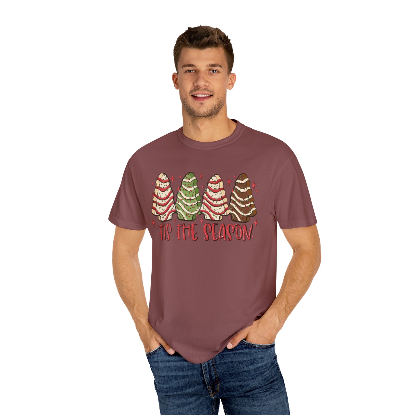 Tis The Season Christmas Tree Cakes Comfort Colors Unisex Garment-Dyed T-shirt