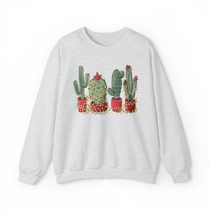 Cactus Christmas Lights Plant Lover Christmas Unisex Sweatshirt