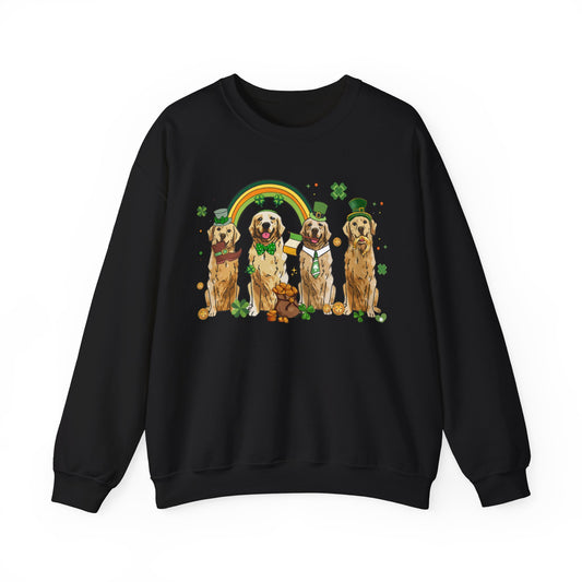 Golden Retriever Dog Lover St. Patrick's Day Unisex Crewneck Sweatshirt