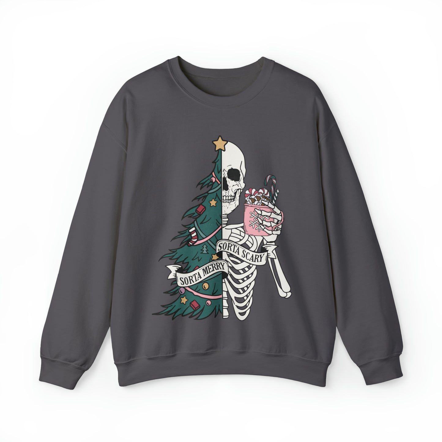 Sorta Merry Sorta Scary Christmas Tree Skeleton Holiday Unisex Sweatshirt