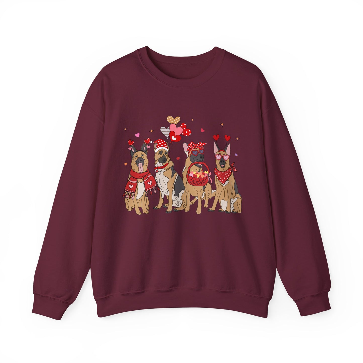 German Shepherd Dog Lover Love Balloon Valentines Unisex Crewneck Sweatshirt