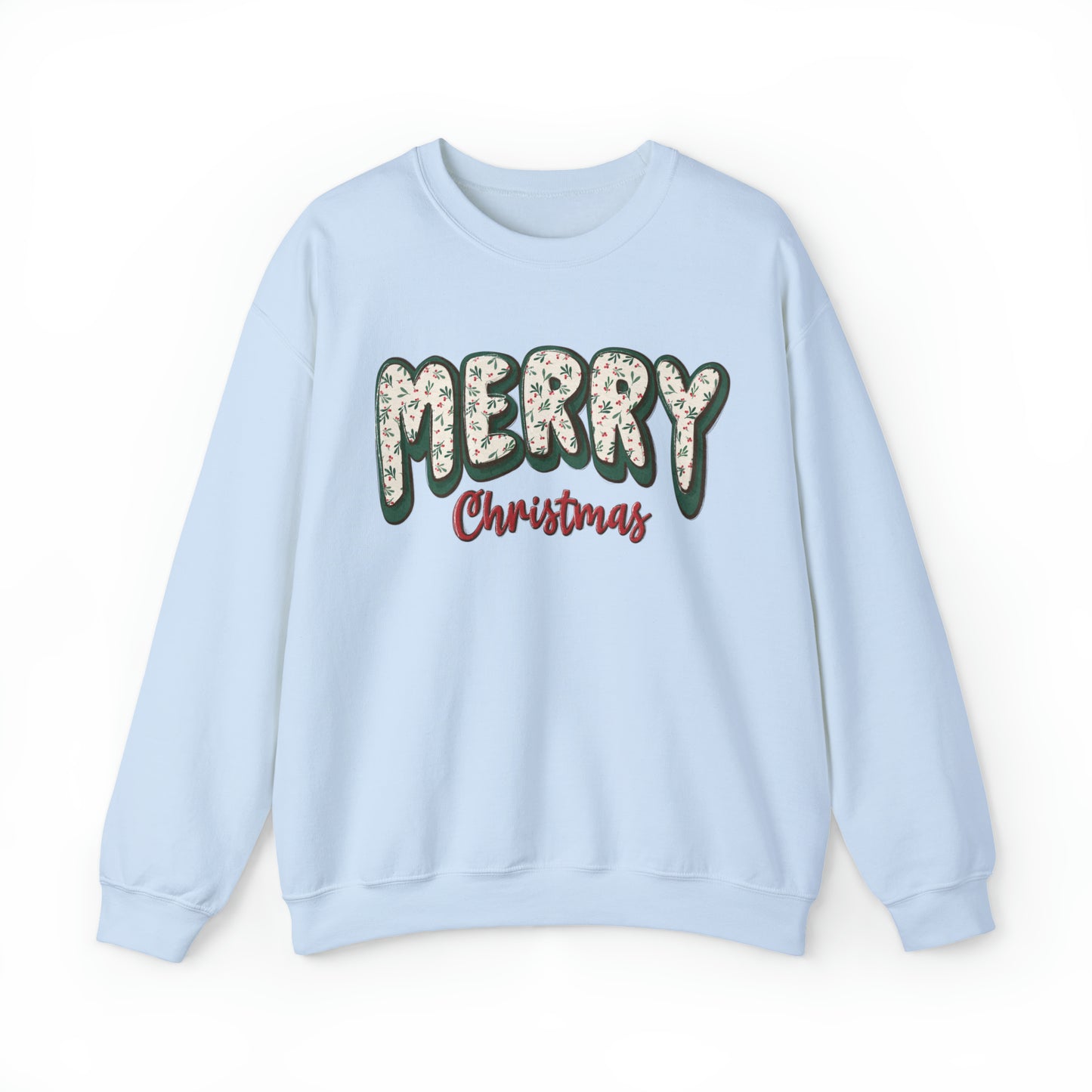 Merry Christmas Winter Floral Pattern Unisex Sweatshirt