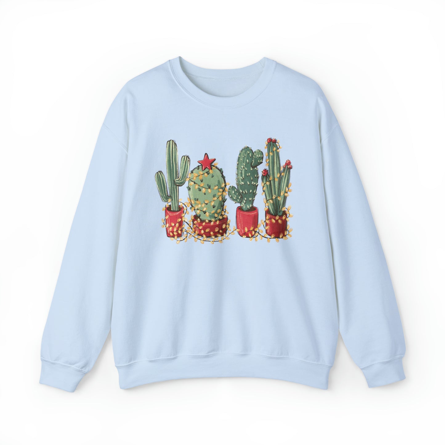 Cactus Christmas Lights Plant Lover Christmas Unisex Sweatshirt