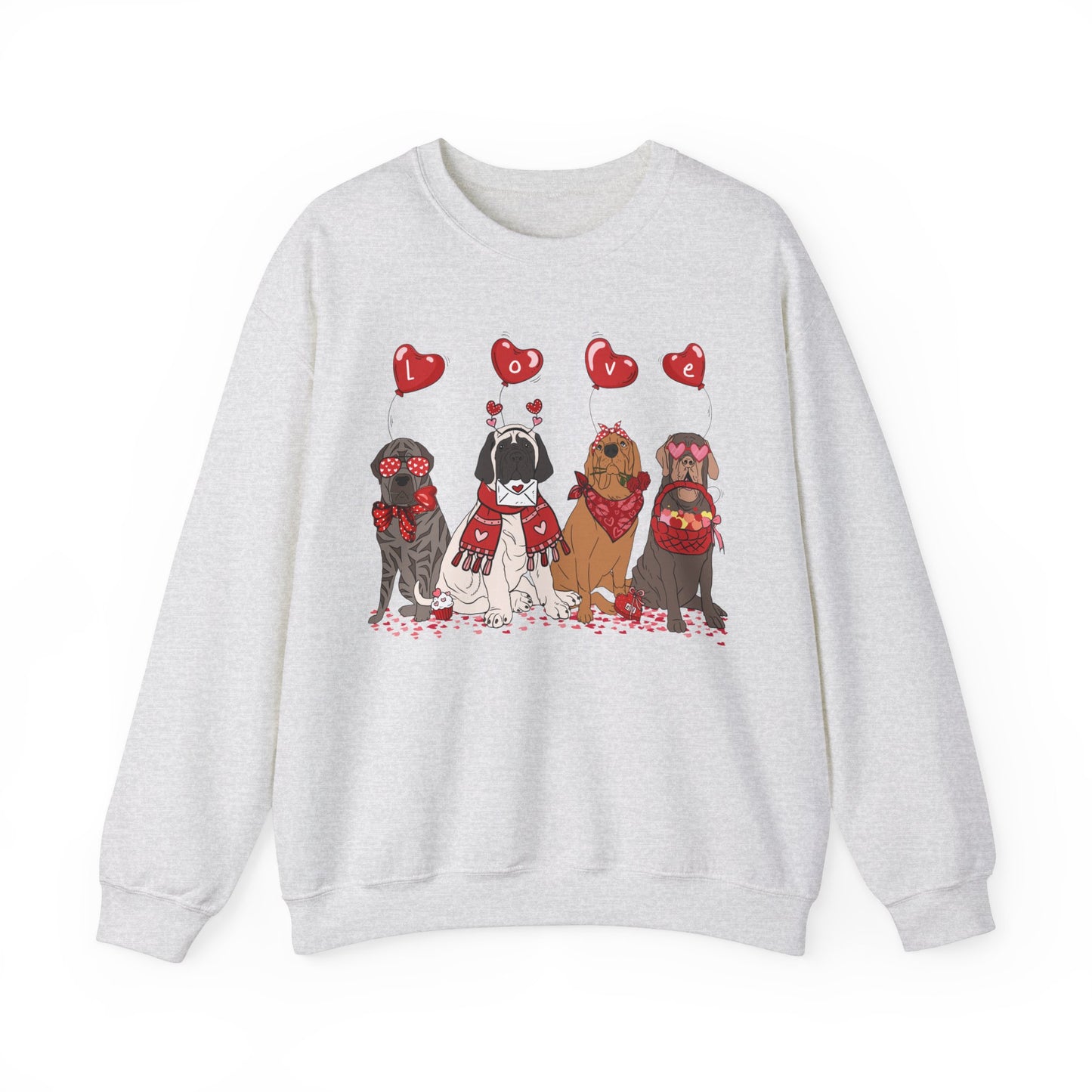 English Mastiff  Dog Lover Love Balloon Valentines Unisex Crewneck Sweatshirt