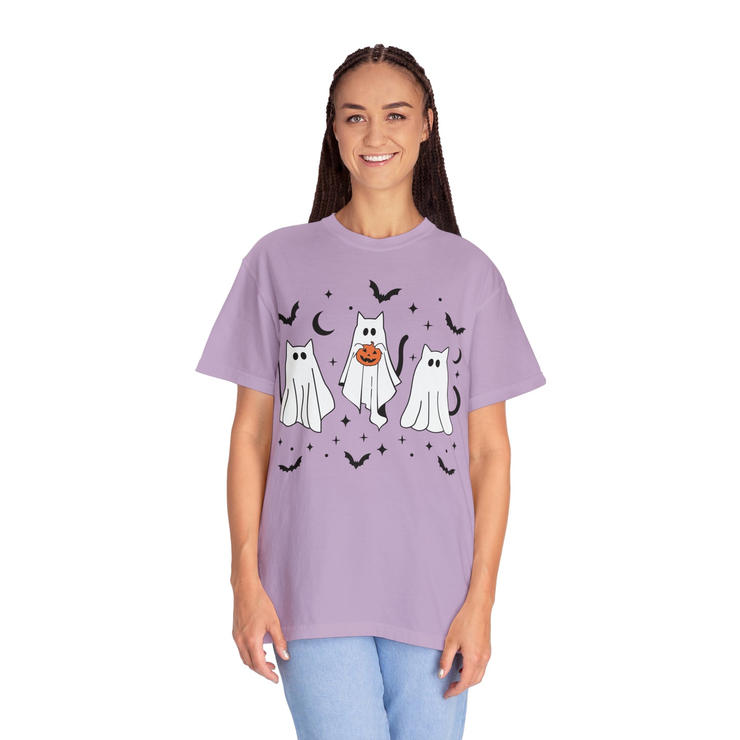 The Cats Dressed Up as Ghosts for Halloween to Trick or Treat  Comfort Colors Unisex Garment-Dyed T-shirt