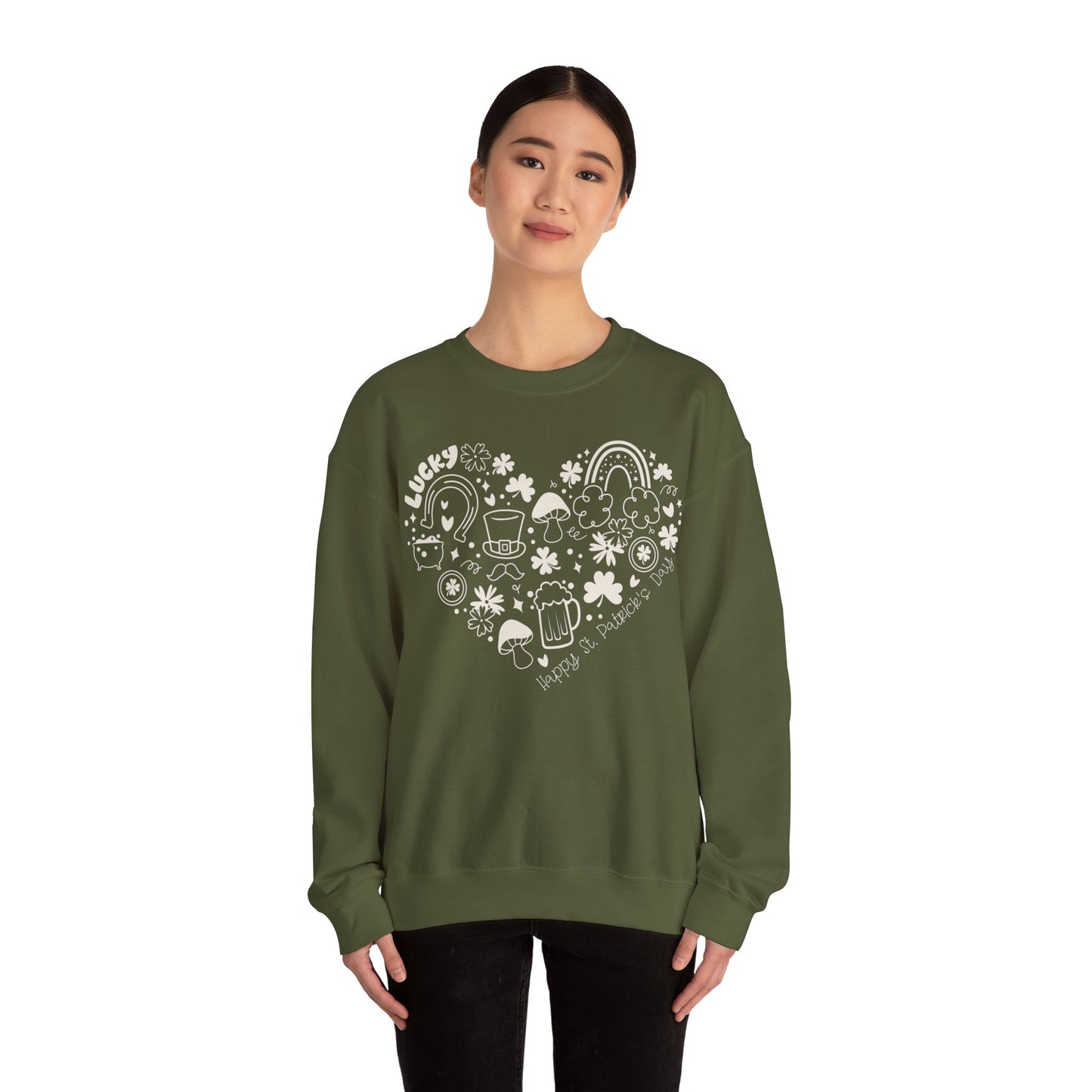 St. Patrick's Day Doodle Heart Unisex Crewneck Sweatshirt