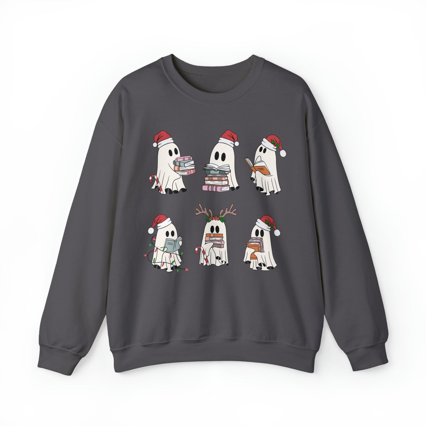 Santa Cute Ghost Reading Christmas Holiday Book Lover Unisex Sweatshirt