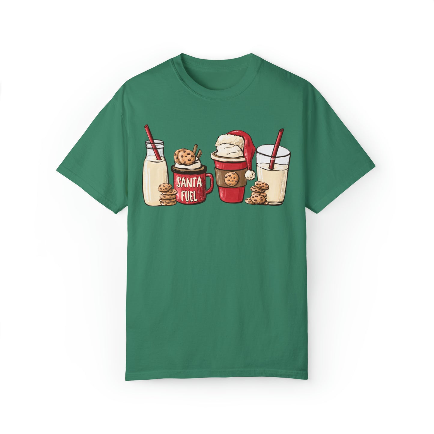 Santa's Fuel Milk and Cookies Christmas Unisex Garment-Dyed T-shirt