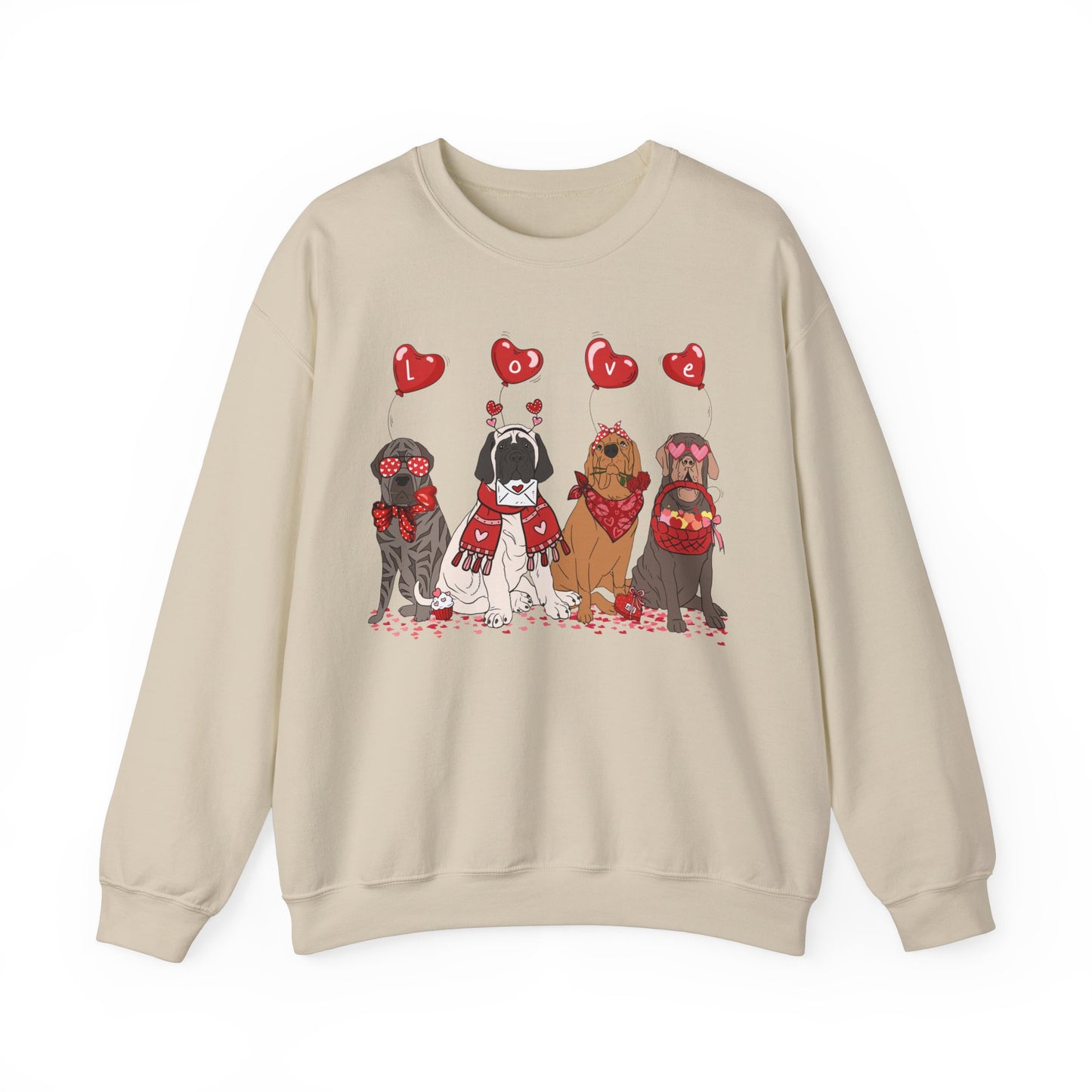 English Mastiff  Dog Lover Love Balloon Valentines Unisex Crewneck Sweatshirt