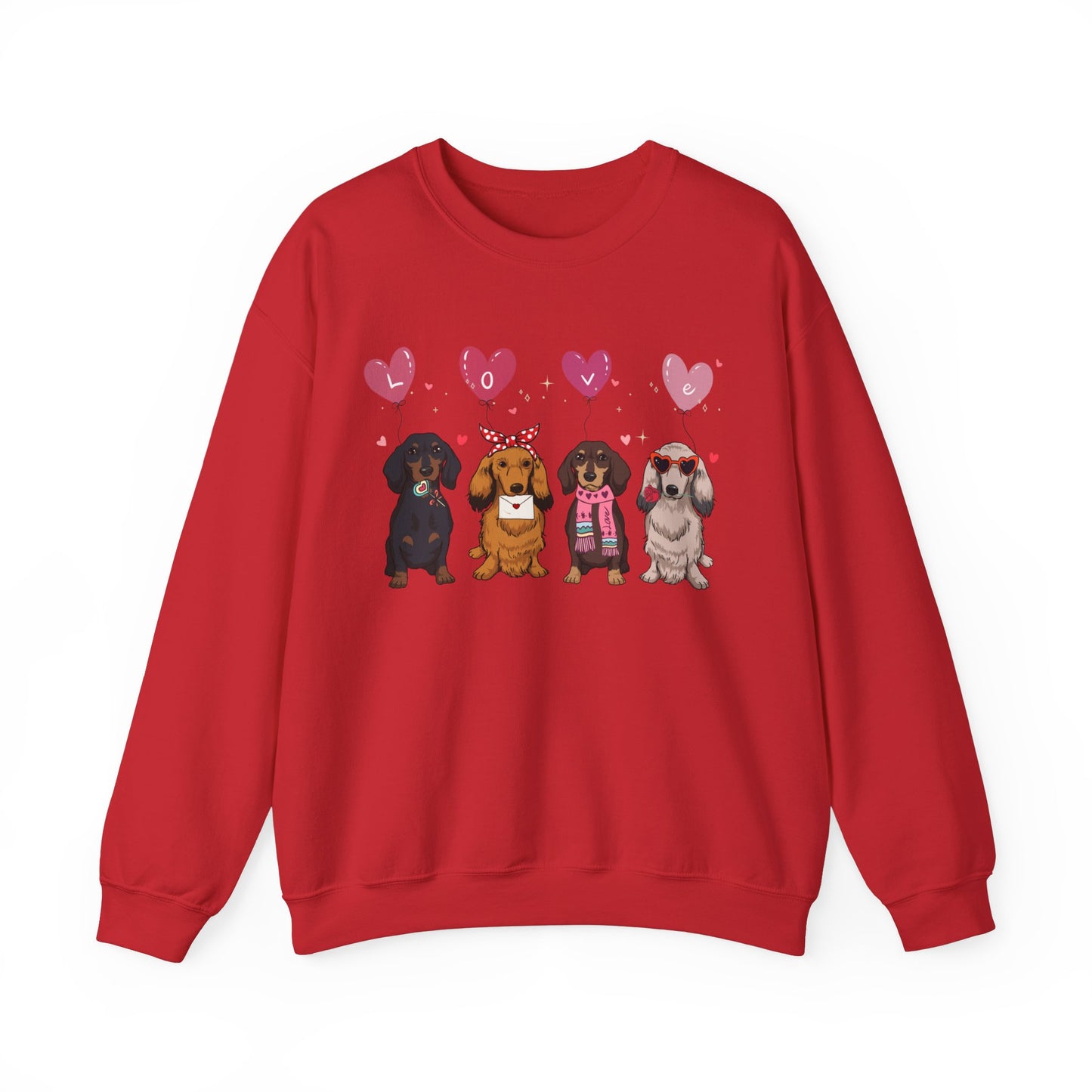 Dachshund Dog Lover Love Balloon Valentines Unisex Crewneck Sweatshirt