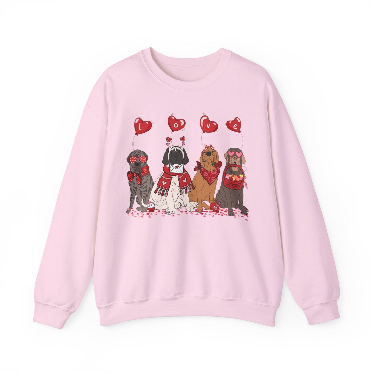 English Mastiff  Dog Lover Love Balloon Valentines Unisex Crewneck Sweatshirt