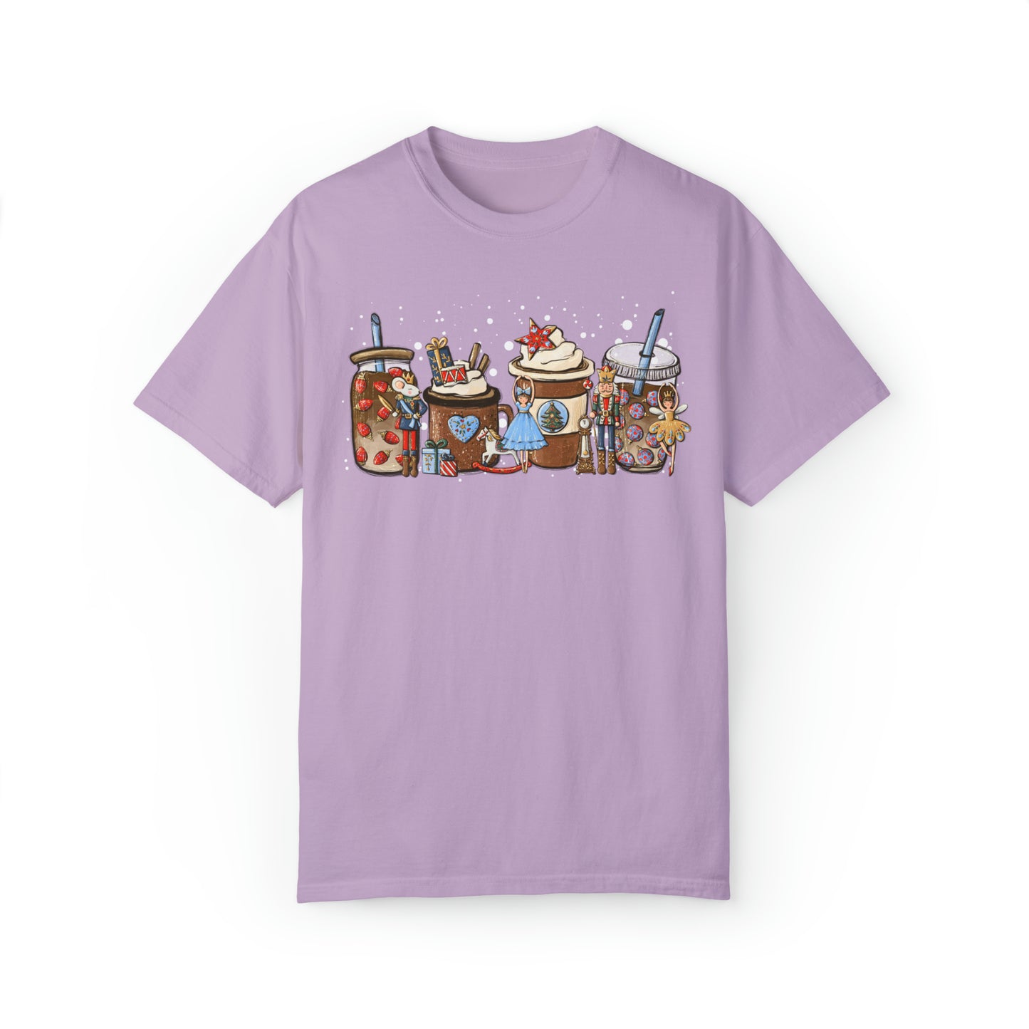 Nutcracker Coffee Latte Christmas Unisex Garment-Dyed T-shirt